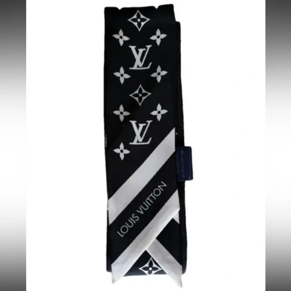 Louis Vuitton Black and White Monogram Silk Bandeau